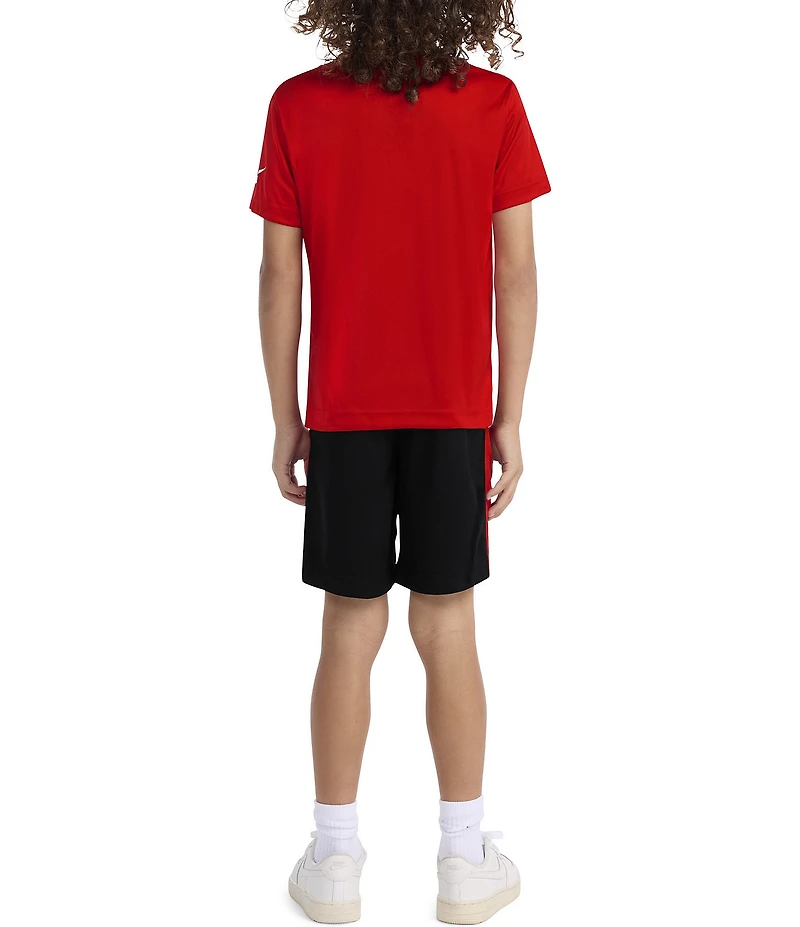 Nike Little Boys Short Sleeve Swoosh T-Shirt & Racing-Striped Shorts Set