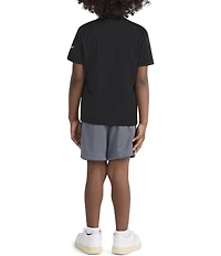 Nike Little Boys Short Sleeve Swoosh T-Shirt & Racing-Striped Shorts Set