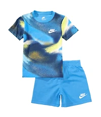 Nike Little Boys Short Sleeve Tie Dye Nike Club Express T-Shirt & Shorts Set