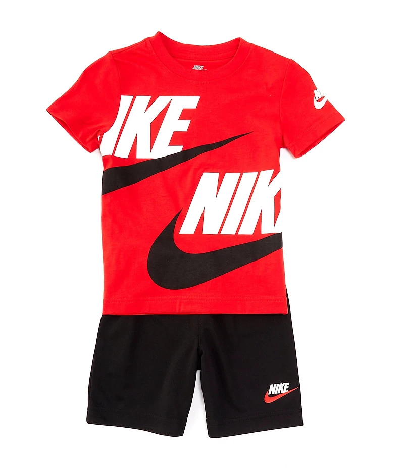Nike Little Boys Split Futura Short Sleeve Jersey T-Shirt & Tricot Shorts Set