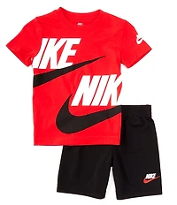 Nike Little Boys Split Futura Short Sleeve Jersey T-Shirt & Tricot Shorts Set