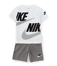 Nike Little Boys Split Futura Short Sleeve Jersey T-Shirt & Tricot Shorts Set