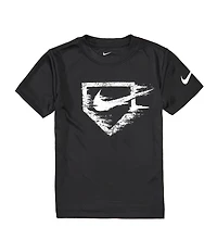 Nike Little Boys Short Sleeve Dri-Fit Home Plate Swoosh Graphic T-Shirt
