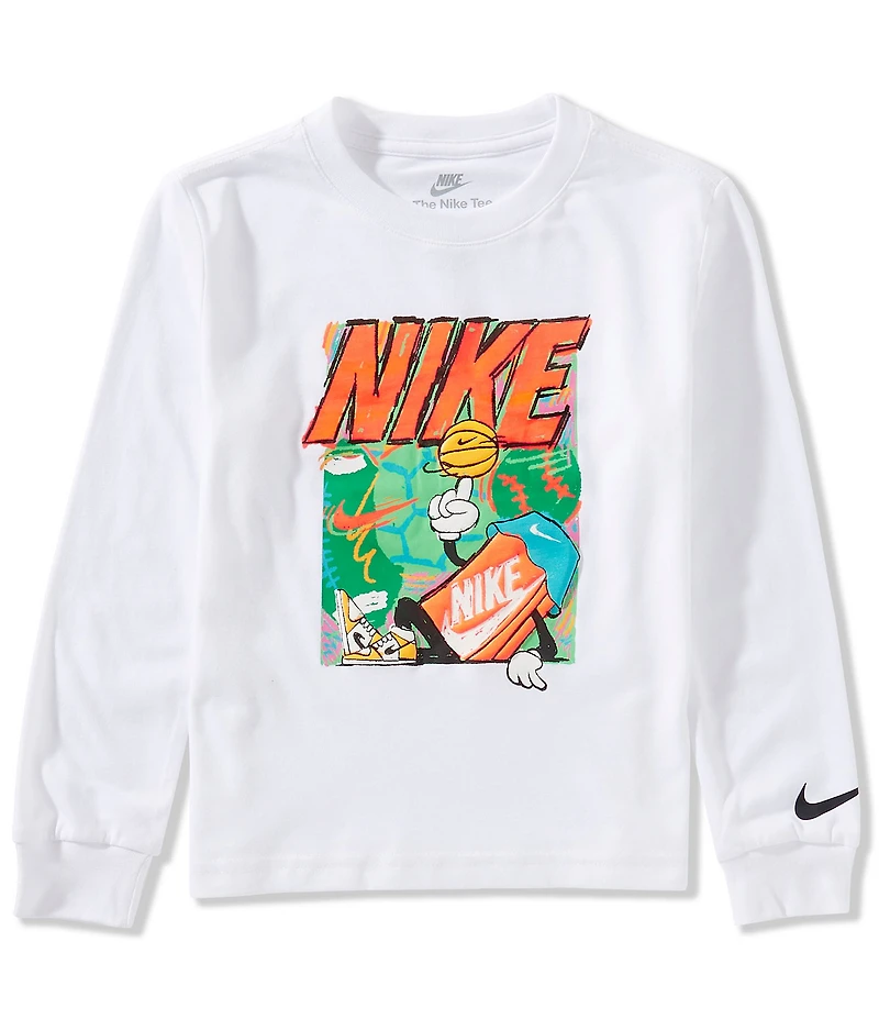 Nike Little Boys Long Sleeve Box Logo T-Shirt