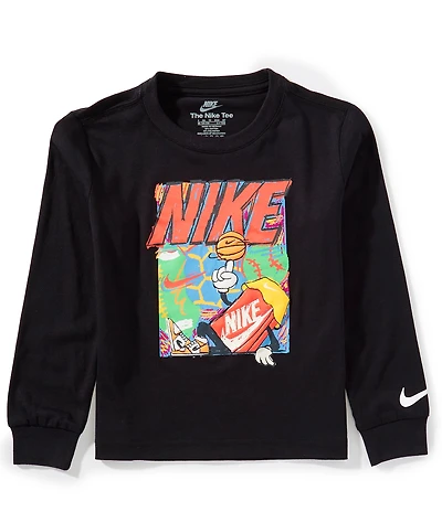 Nike Little Boys Long Sleeve Box Logo T-Shirt