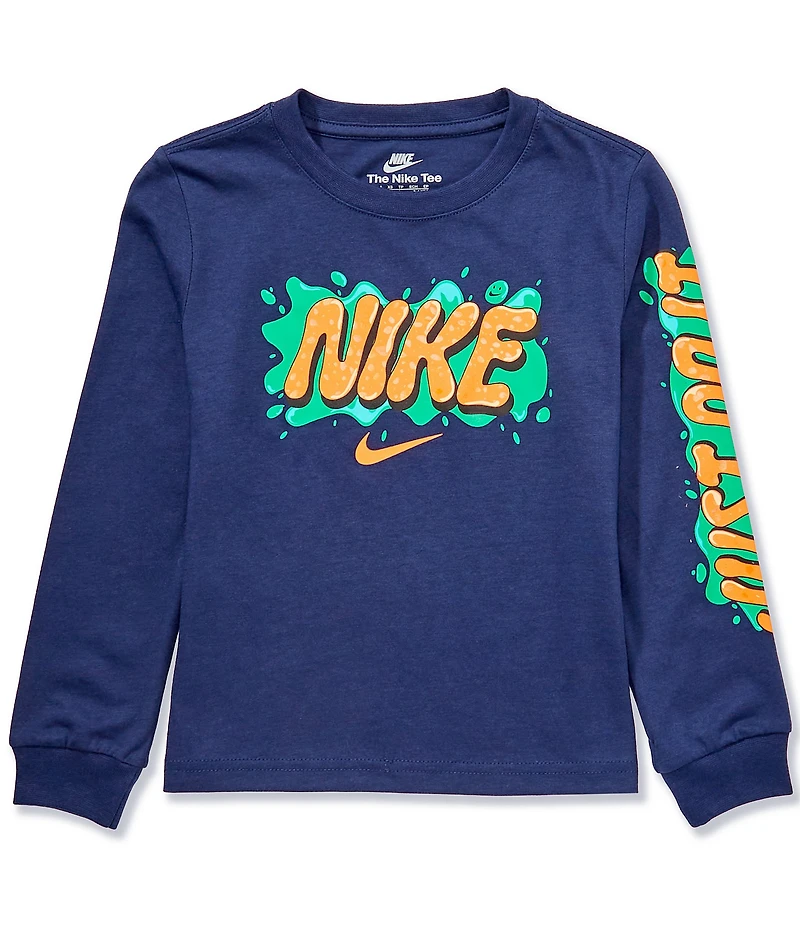 Nike Little Boys Long-Sleeve Bubble Logo T-Shirt