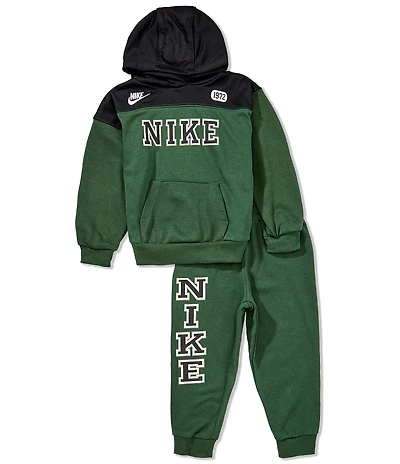 Nike Little Boys Long Sleeve Color Block Logo Hoodie & Solid Jogger Pants Set