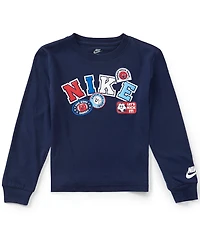 Nike Little Boys Long Sleeve Crew Neck Jersey Knit Graphic T-Shirt