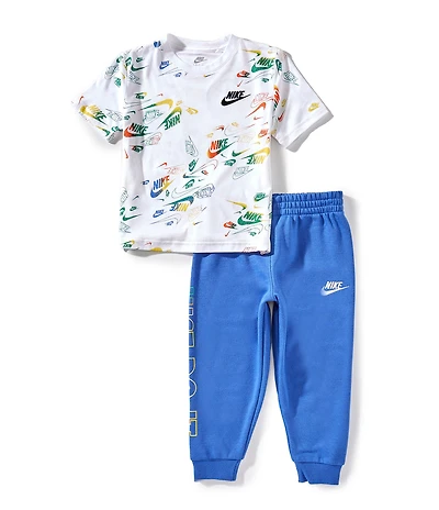 Nike Little Boys Short Sleeve Allover Print T-Shirt & Jogger Pants 2-Piece Set
