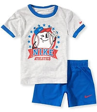 Nike Little Boys Short Sleeve Baseball Character Tee And Dri-Fit Shorts Set 2-Piece Set
