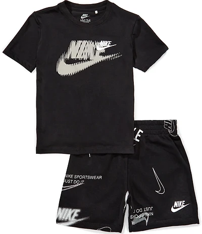 Nike Little Boys Short Sleeve Club Brand Energy T-Shirt & Printed Shorts 2-Piece Set