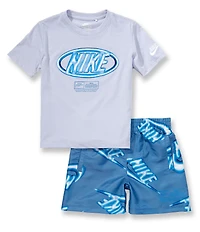 Nike Little Boys Short-Sleeve Club Express Jersey T-Shirt & Logo-Printed Woven Shorts Set