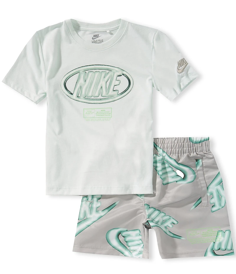 Nike Little Boys Short-Sleeve Club Express Jersey T-Shirt & Logo-Printed Woven Shorts Set