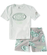 Nike Little Boys Short-Sleeve Club Express Jersey T-Shirt & Logo-Printed Woven Shorts Set