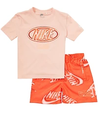 Nike Little Boys Short-Sleeve Club Express Jersey T-Shirt & Logo-Printed Woven Shorts Set