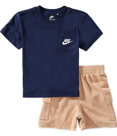 Nike Little Boys Short Sleeve Colorblock Jersey T-Shirt & Cargo Shorts 2-Piece Set