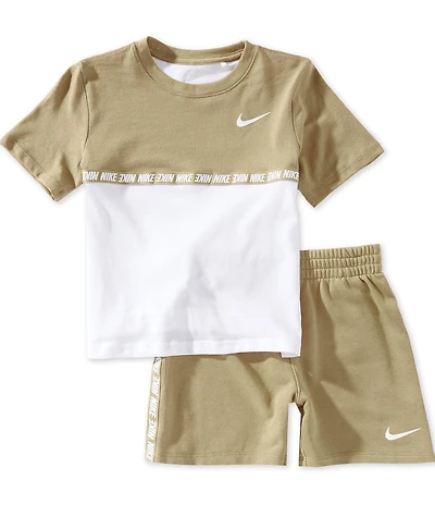 Nike Little Boys Short Sleeve Colorblock Taping Tee & Shorts 2-Piece Set