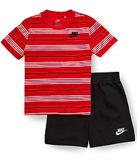 Nike Little Boys Short Sleeve French Terry Tee With Shorts 2-Piece Set