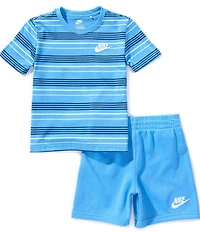 Nike Little Boys Short Sleeve French Terry Tee With Shorts 2-Piece Set