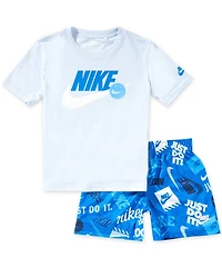 Nike Little Boys Short-Sleeve In The Zone Jersey Knit T-Shirt & Printed Mesh Shorts Set