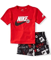 Nike Little Boys Short-Sleeve In The Zone Jersey Knit T-Shirt & Printed Mesh Shorts Set