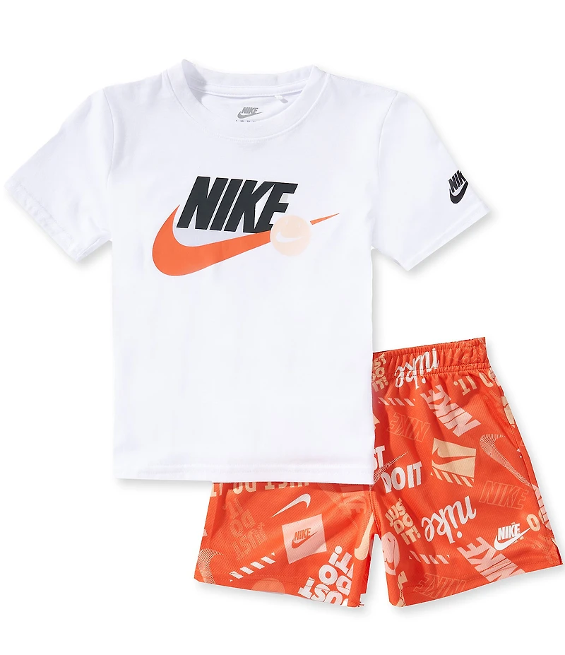 Nike Little Boys Short-Sleeve In The Zone Jersey Knit T-Shirt & Printed Mesh Shorts Set