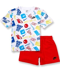 Nike Little Boys Short Sleeve In The Zone Printed Jersey T-Shirt & Solid Jersey Shorts Set