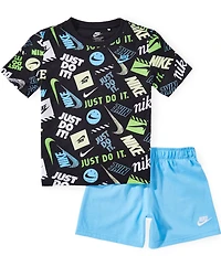 Nike Little Boys Short Sleeve In The Zone Printed Jersey T-Shirt & Solid Jersey Shorts Set