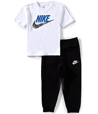 Nike Little Boys Short Sleeve Nike Swoosh Knit T-Shirt & Coordinating Fleece Jogger Pant Set