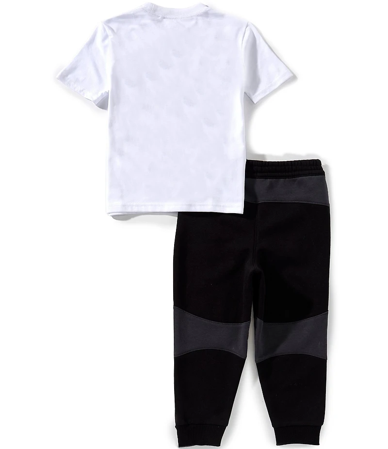 Nike Little Boys Short Sleeve Nike Swoosh Knit T-Shirt & Coordinating Fleece Jogger Pant Set