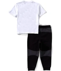 Nike Little Boys Short Sleeve Nike Swoosh Knit T-Shirt & Coordinating Fleece Jogger Pant Set