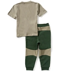 Nike Little Boys Short Sleeve Nike Swoosh Knit T-Shirt & Coordinating Fleece Jogger Pant Set