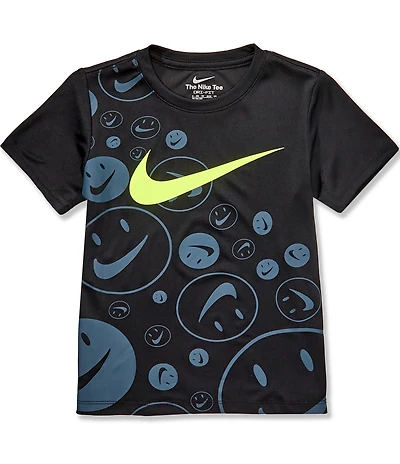 Nike Little Boys Short-Sleeve Smiley Face/Swoosh-Printed Knit T-Shirt