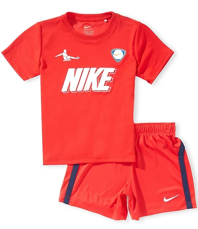 Nike Little Boys Short Sleeve Sportswear Dri-FIT Goal Mode Jersey and Shorts 2-Piece Set