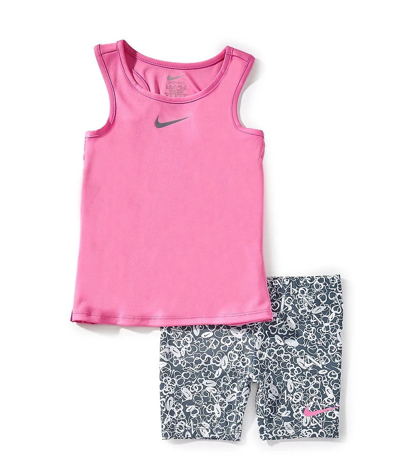 Nike Little Girls Dri-Fit Game Swoosh Short Sleeve Tank & Bike Shorts Set