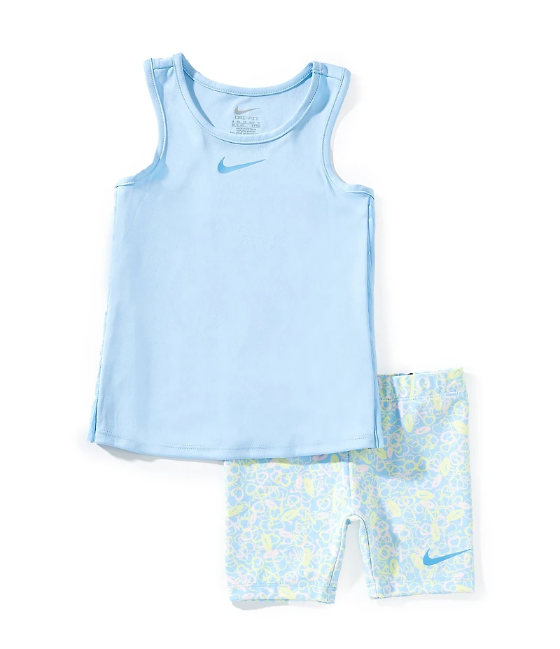 Nike Little Girls Dri-Fit Game Swoosh Short Sleeve Tank & Bike Shorts Set