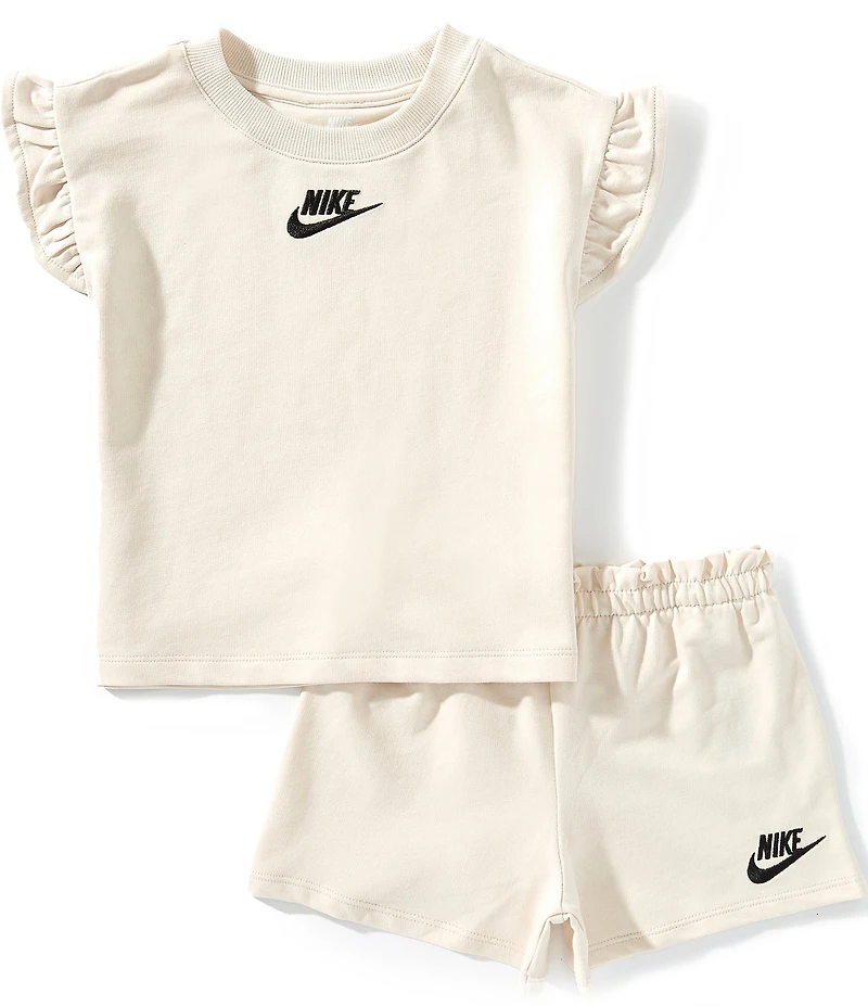 Nike Little Girls French Terry Short Sleeve Dropset T-Shirt & Matching Shorts Set