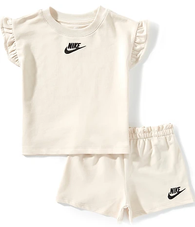 Nike Little Girls French Terry Short Sleeve Dropset T-Shirt & Matching Shorts Set