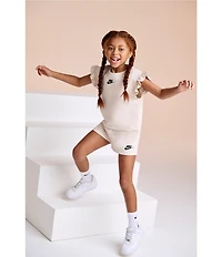Nike Little Girls French Terry Short Sleeve Dropset T-Shirt & Matching Shorts Set