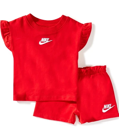 Nike Little Girls French Terry Short Sleeve Dropset T-Shirt & Matching Shorts Set
