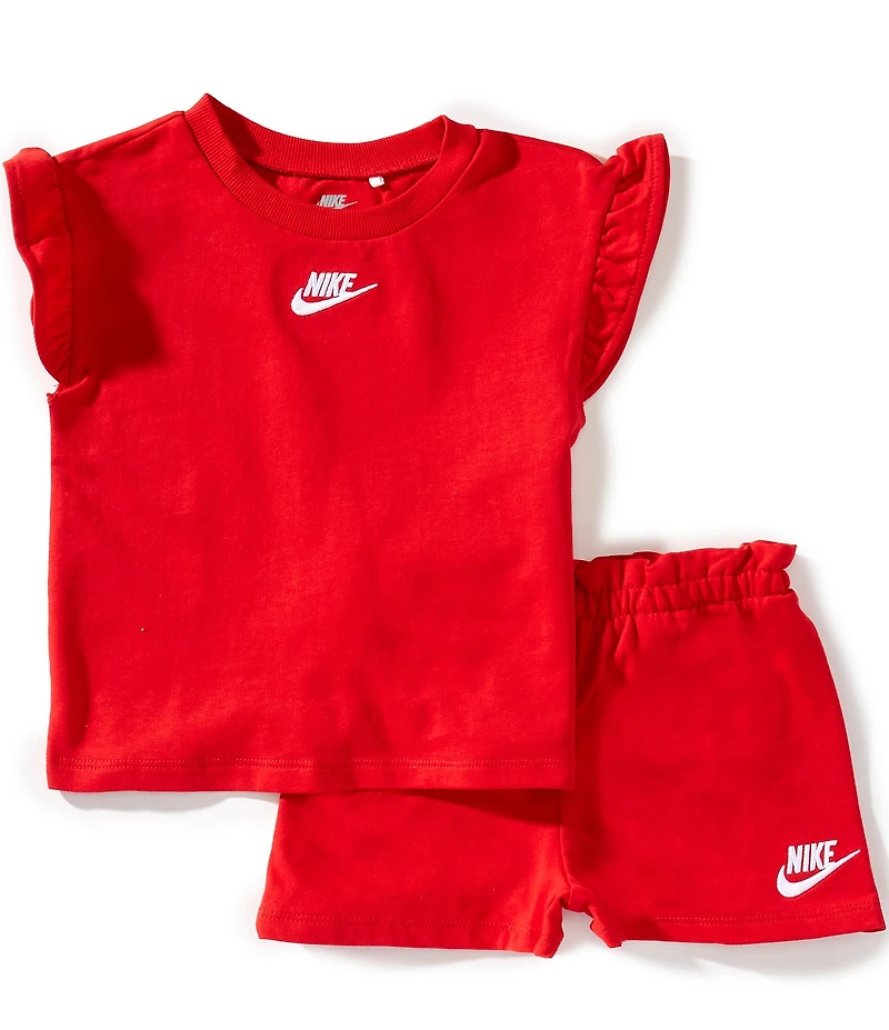 Nike Little Girls French Terry Short Sleeve Dropset T-Shirt & Matching Shorts Set