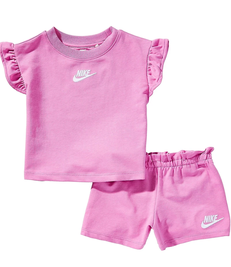 Nike Little Girls French Terry Short Sleeve Dropset T-Shirt & Matching Shorts Set