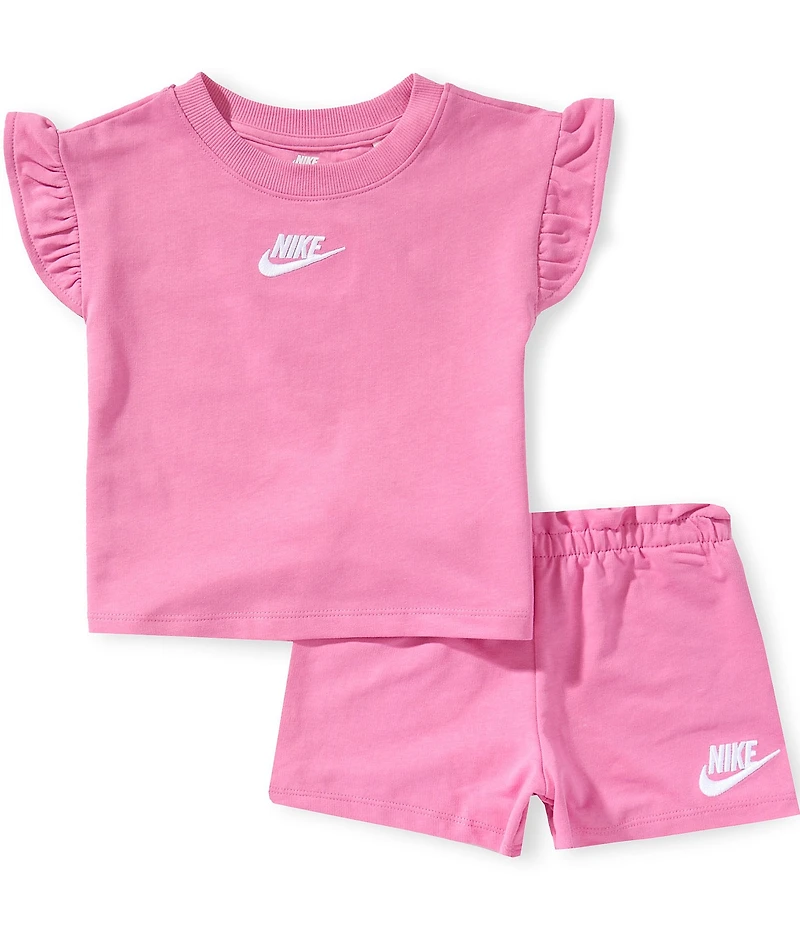 Nike Little Girls French Terry Short Sleeve Dropset T-Shirt & Matching Shorts Set