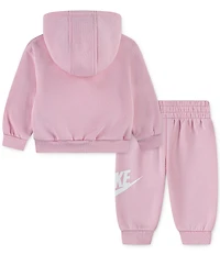 Nike Little Girls Long Sleeve Club Fleece Hoodie & Matching Jogger Pant Set
