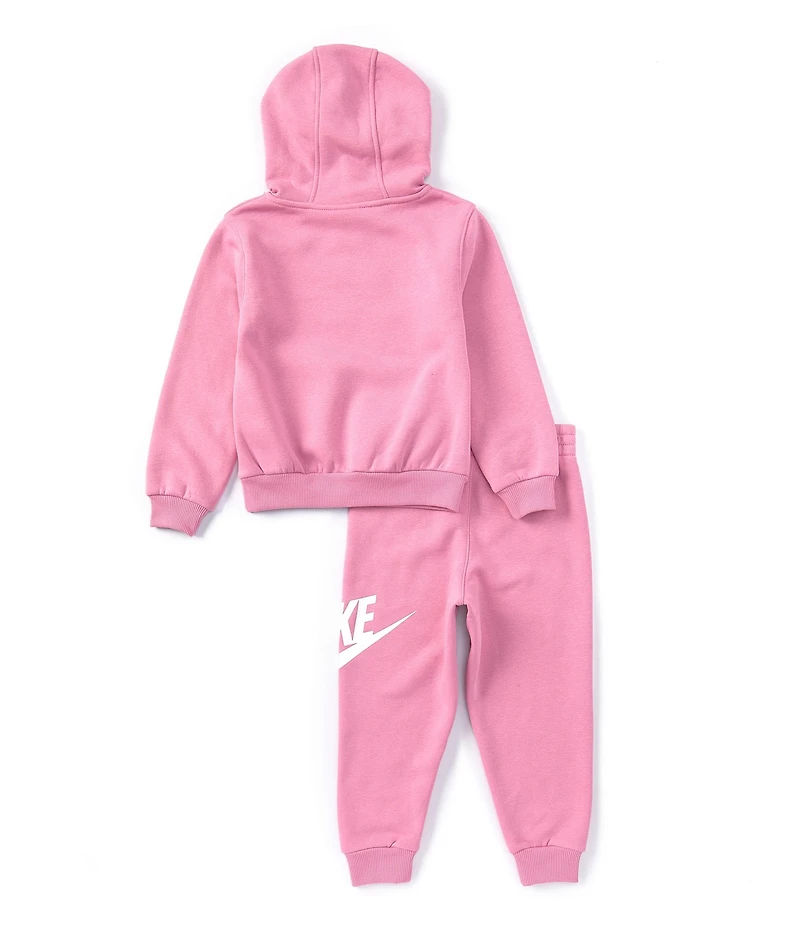 Nike Little Girls Long Sleeve Club Fleece Hoodie & Matching Jogger Pant Set