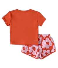 Nike Little Girls Short Sleeve Floral Sprint T-Shirt & Shorts Set