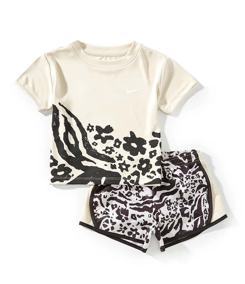 Nike Little Girls Short-Sleeve Wildflower T-Shirt & Tempo Shorts Set