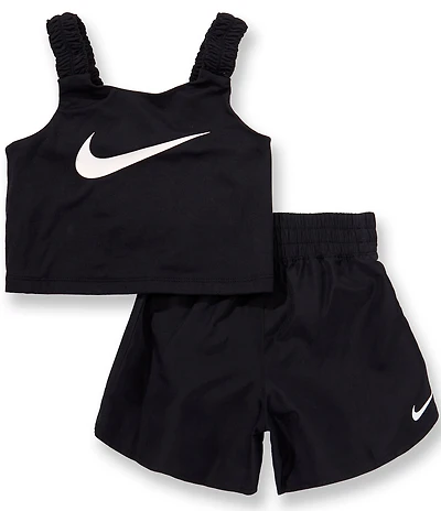 Nike Little Girls Bold Play Sleeveless Scoop Neck Logo Tank Top & Shorts Set