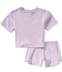 Nike Little Girls #double;Let's Roll#double; Towel Terry Short Sleeve Body Cut T-Shirt & Matching Shorts Set