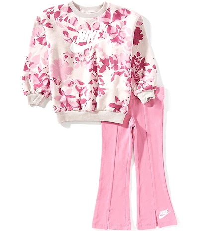Nike Little Girls Long Girls Floral Camo Crewneck Pullover & Legging Set